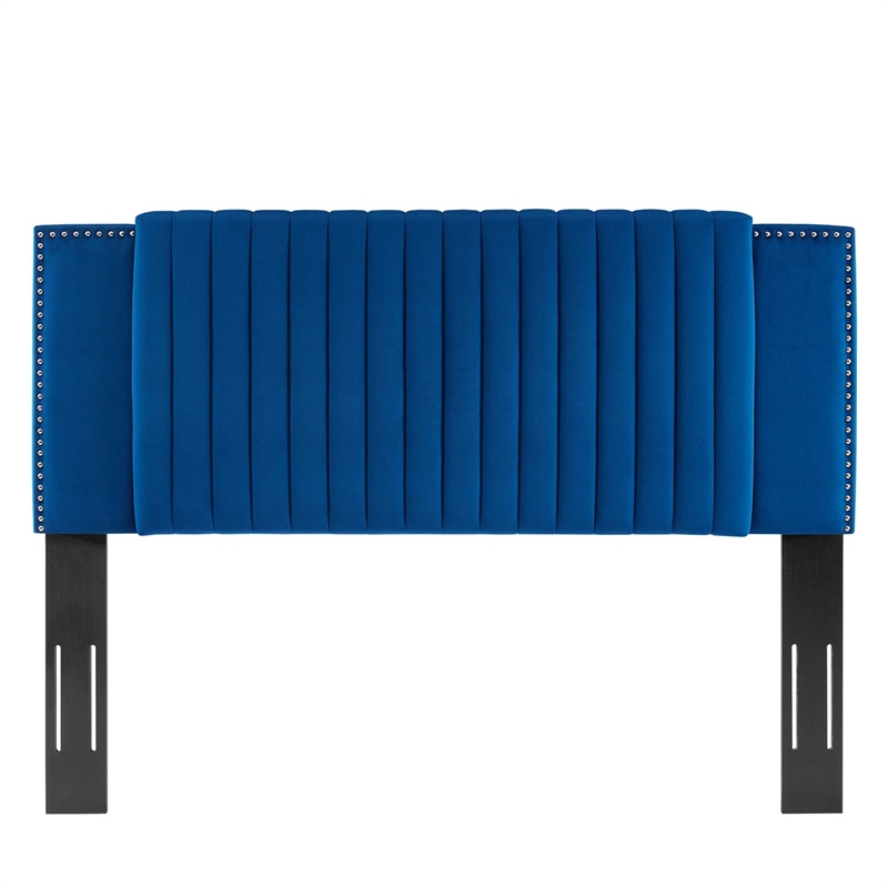 Modway Felicity Channel Tufted Velvet King/California King Headboard in Navy