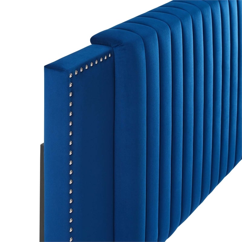 Modway Felicity Channel Tufted Velvet King/California King Headboard in Navy