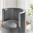 Modway Della Performance Velvet Fabric and Iron Swivel Chair in Gray
