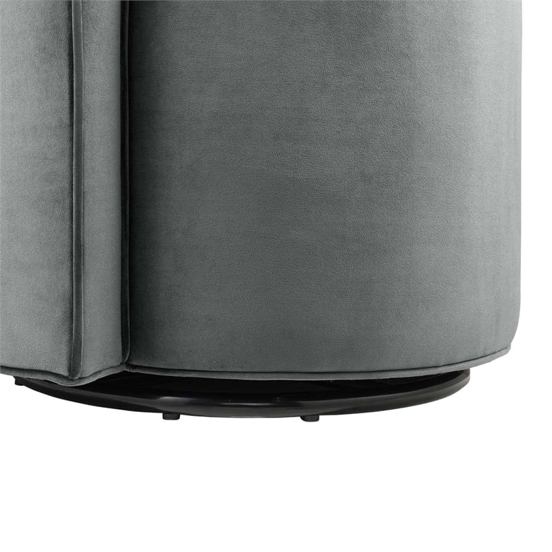 Modway Della Performance Velvet Fabric and Iron Swivel Chair in Gray