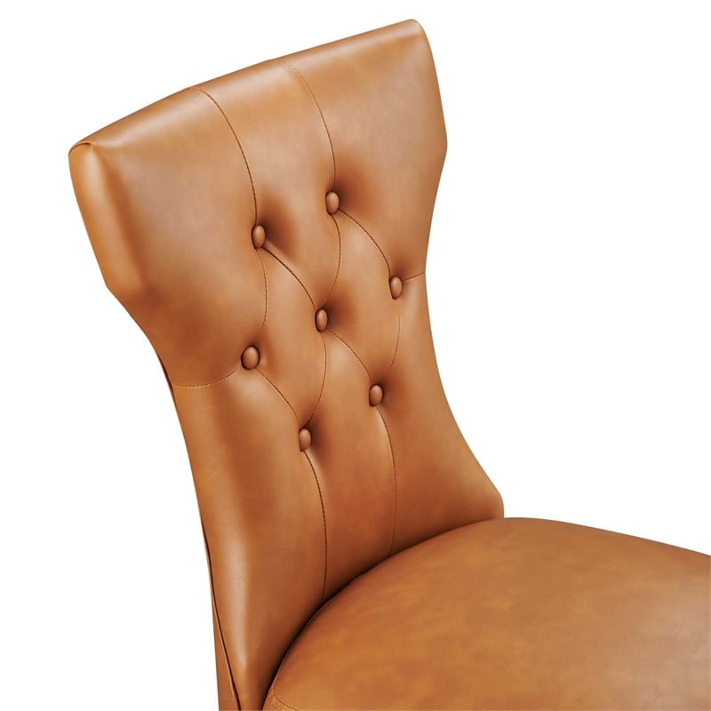 Modway Silhouette Modern Rubberwood and Vinyl Dining Side Chair in Tan