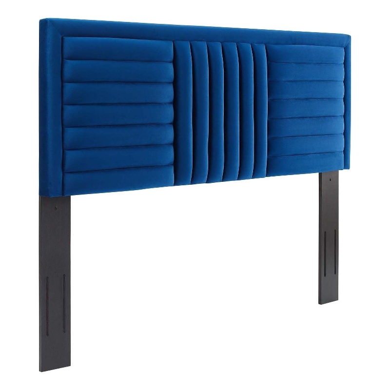 Modway Believe Channel Tufted Velvet King/California King Headboard in Navy