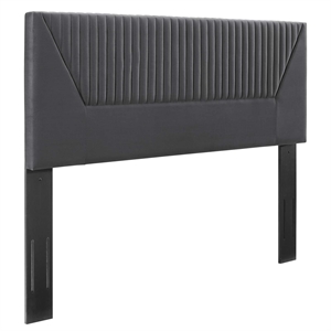 Modway Patience Channel Tufted Velvet Twin Headboard in Charcoal