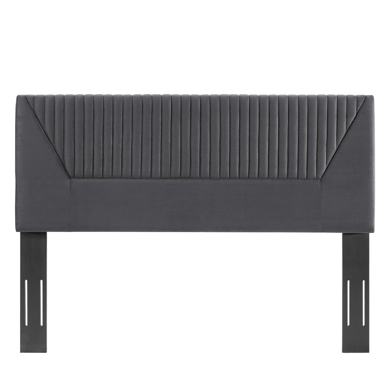 Modway Patience Channel Tufted Velvet Twin Headboard in Charcoal