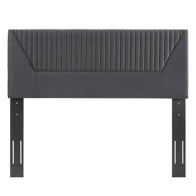 Modway Patience Channel Tufted Velvet Twin Headboard in Charcoal
