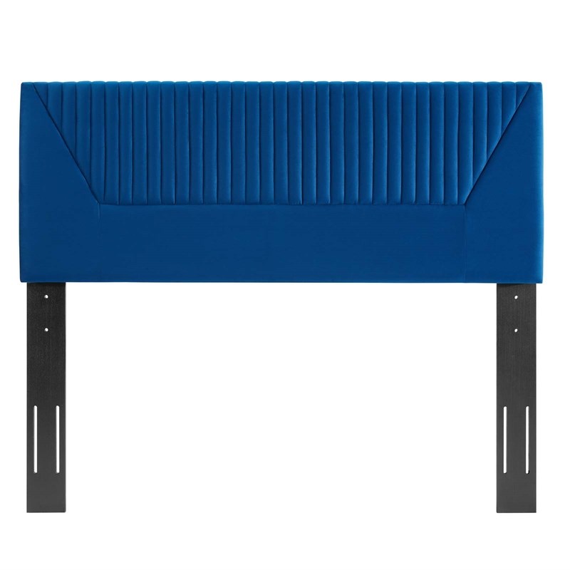 Modway Patience Channel Tufted Velvet Twin Headboard in Navy