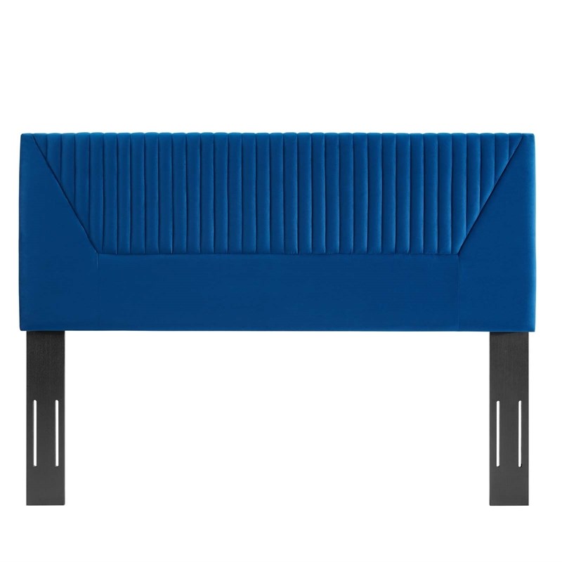 Modway Patience Channel Tufted Velvet Twin Headboard in Navy