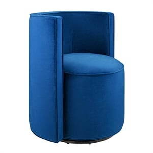 Modway Della Performance Velvet Fabric and Iron Swivel Chair in Navy