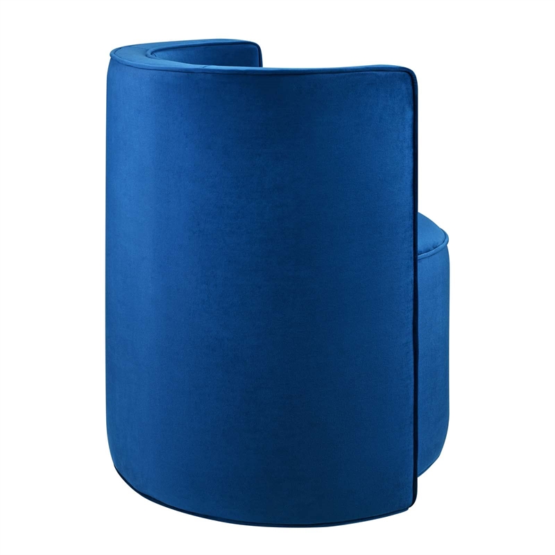 Modway Della Performance Velvet Fabric and Iron Swivel Chair in Navy