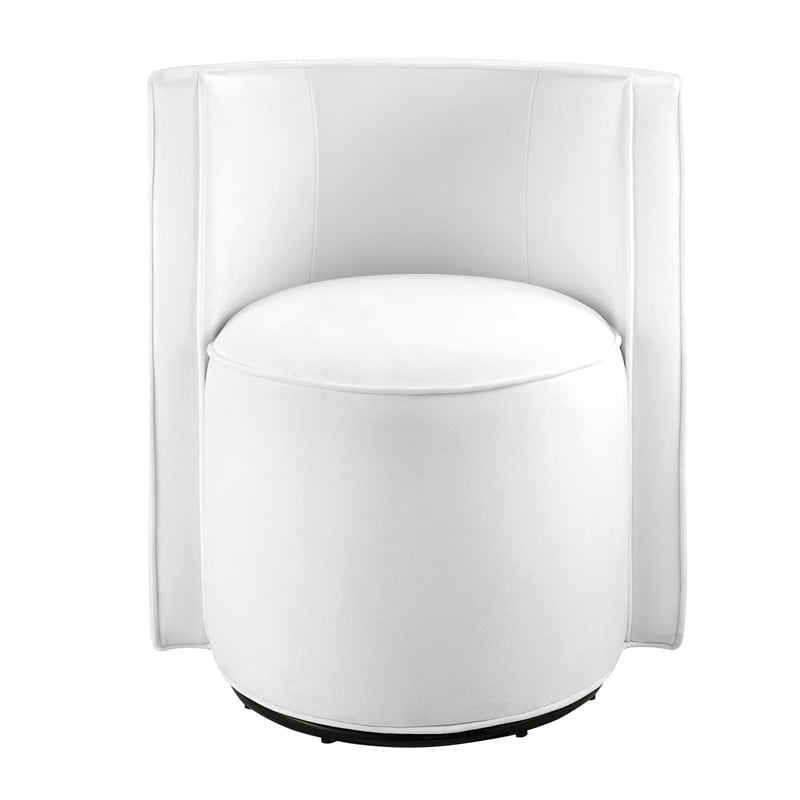 Modway Della Performance Velvet Fabric and Iron Swivel Chair in White