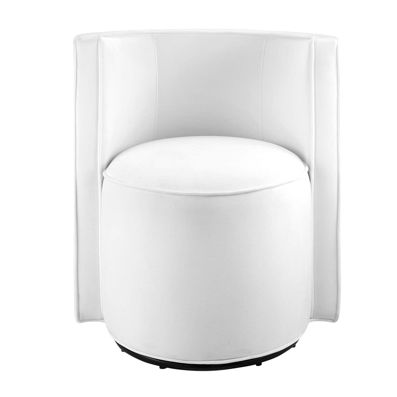 Modway Della Performance Velvet Fabric and Iron Swivel Chair in White