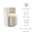 Modway Della Modern Style Boucle Fabric and Iron Swivel Chair in Ivory