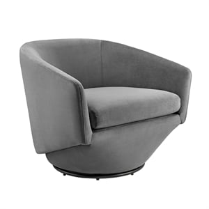 Modway Series Performance Velvet Fabric and Iron Swivel Chair in Gray