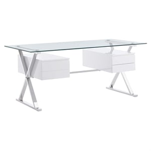 Modway Sector 71&quot Stainless Steel and Glass Office Desk in White