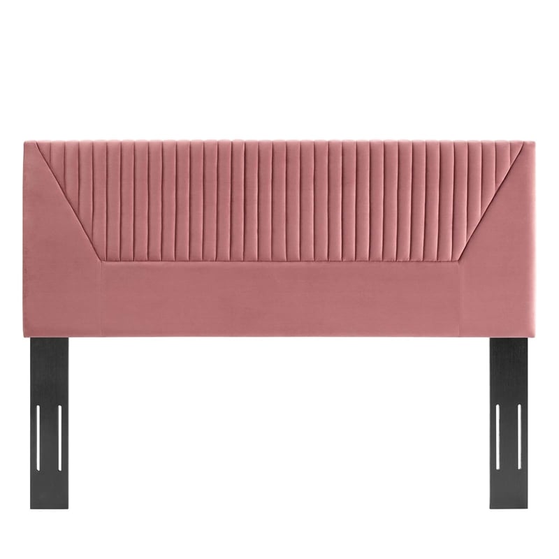 Modway Patience Channel Tufted Velvet King/California King Headboard in Pink