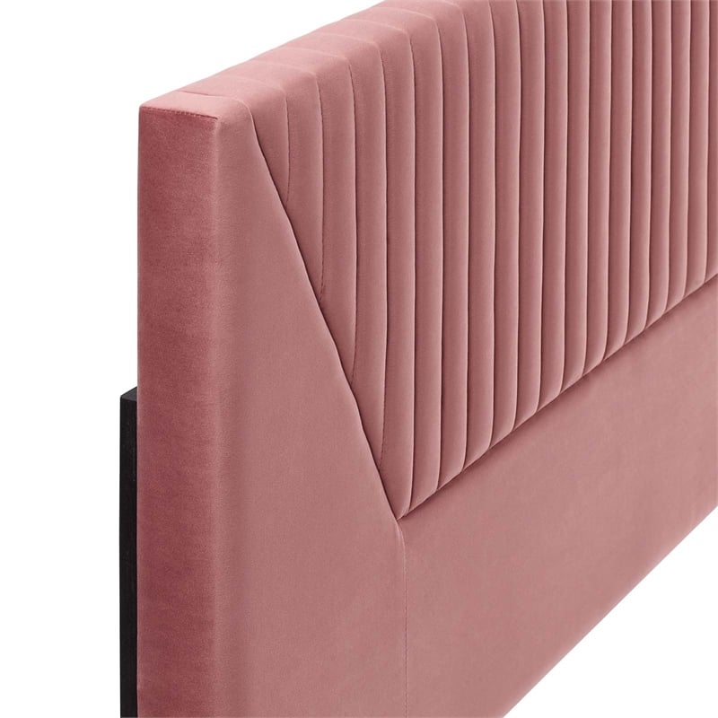 Modway Patience Channel Tufted Velvet King/California King Headboard in Pink