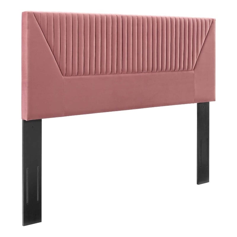Modway Patience Channel Tufted Velvet King/California King Headboard in Pink