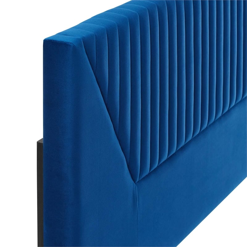Modway Patience Channel Tufted Velvet King/California King Headboard in Navy