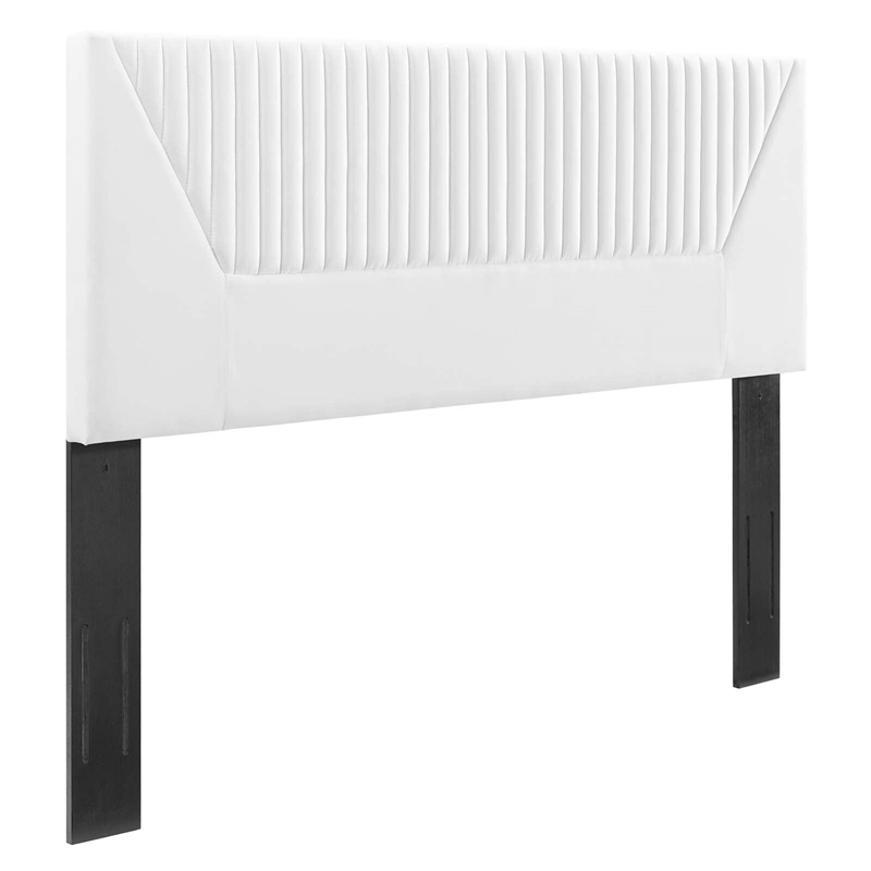 Modway Patience Channel Tufted Velvet King/California King Headboard in White