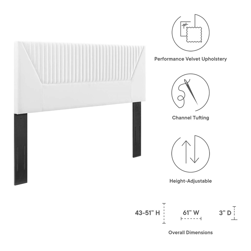 Modway Patience Channel Tufted Velvet King/California King Headboard in White