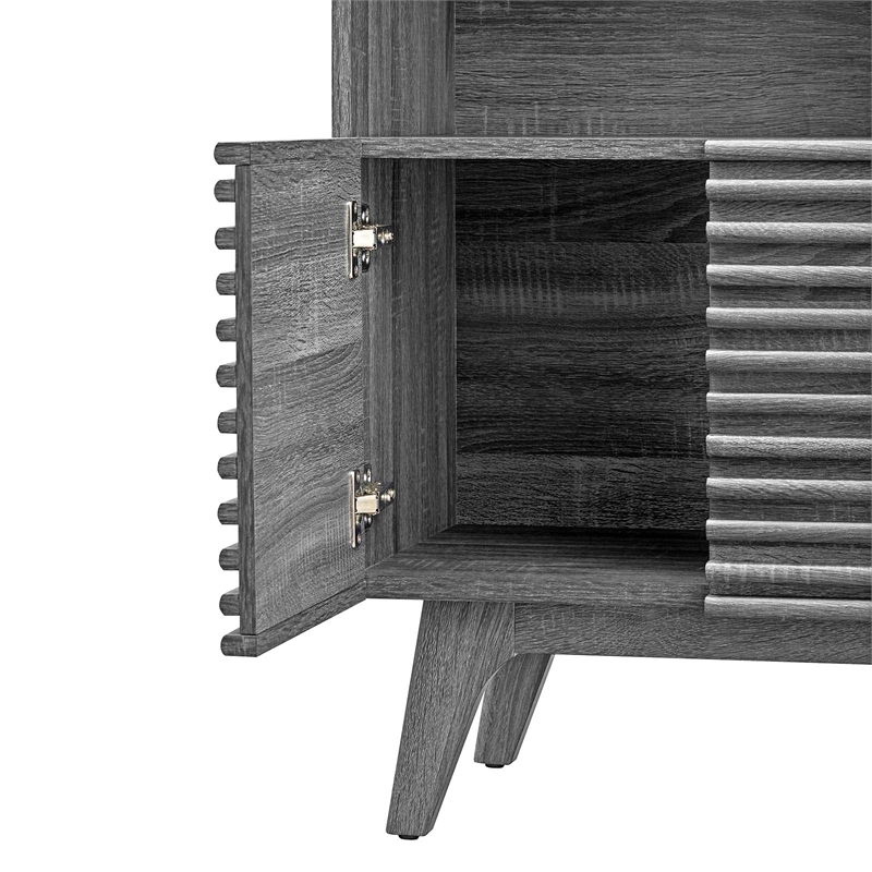Modway Render Particleboard and Laminate Display Cabinet Bookshelf in Charcoal