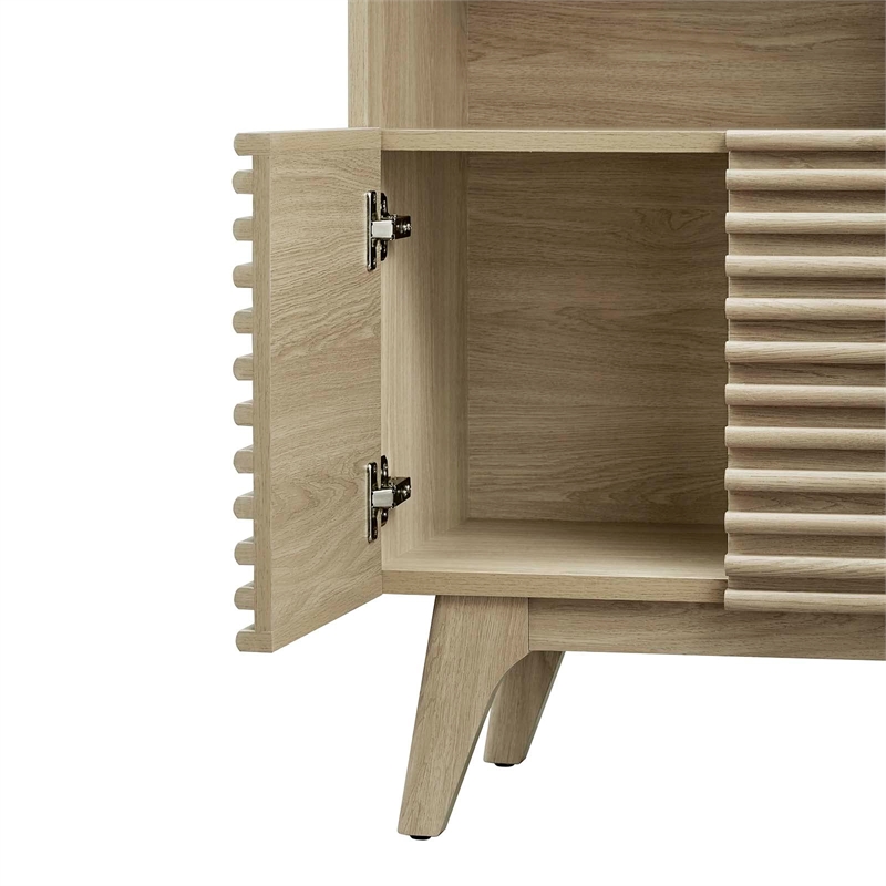 Modway Render Particleboard and Laminate Display Cabinet Bookshelf in Oak