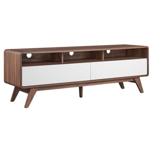 Modway Transmit 60&quot Particleboard and Laminate TV Stand in Walnut/White