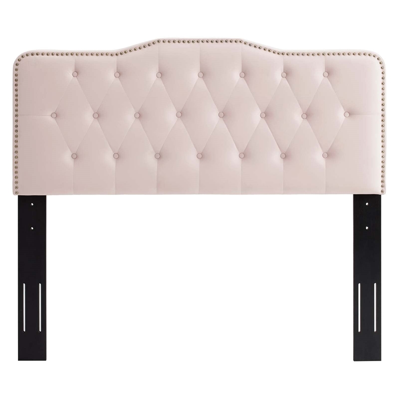 Modway Amber Modern Style Performance Velvet Queen Platform Bed in Pink