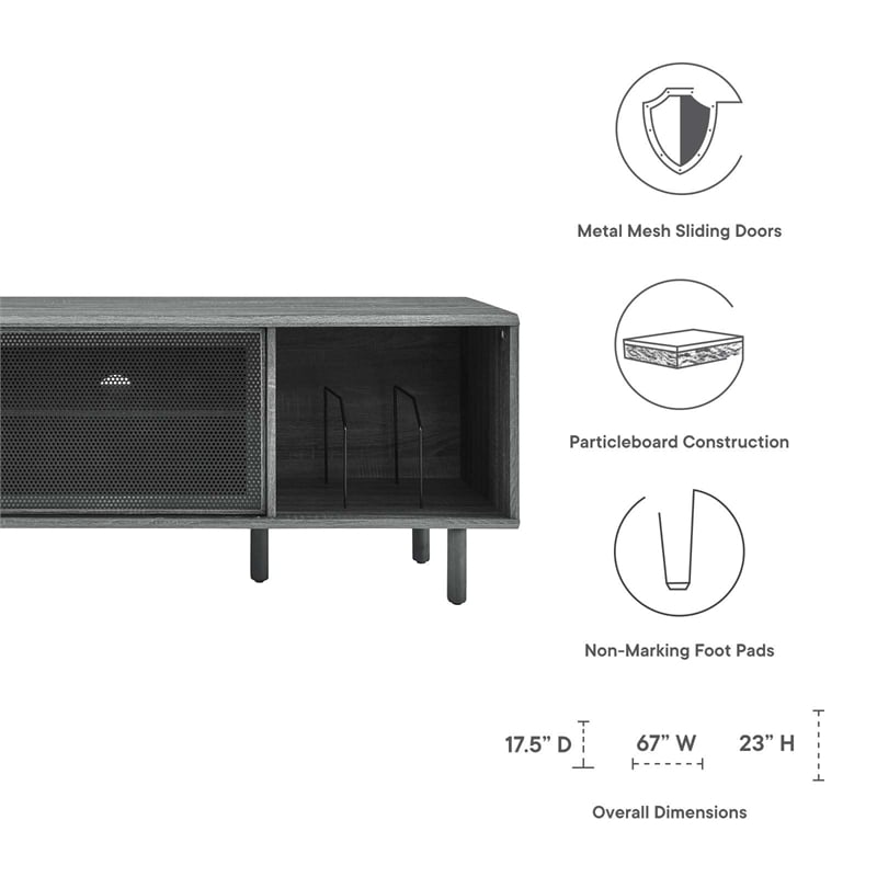 Modway Kurtis MDF Particleboard TV and Record Stand for TVs up to 65
