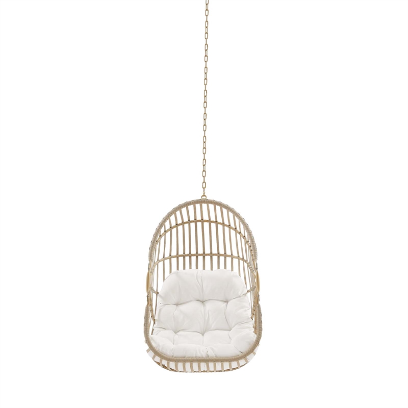 Modway Amalie Rattan Outdoor Patio Swing Chair without Stand in Natural/White