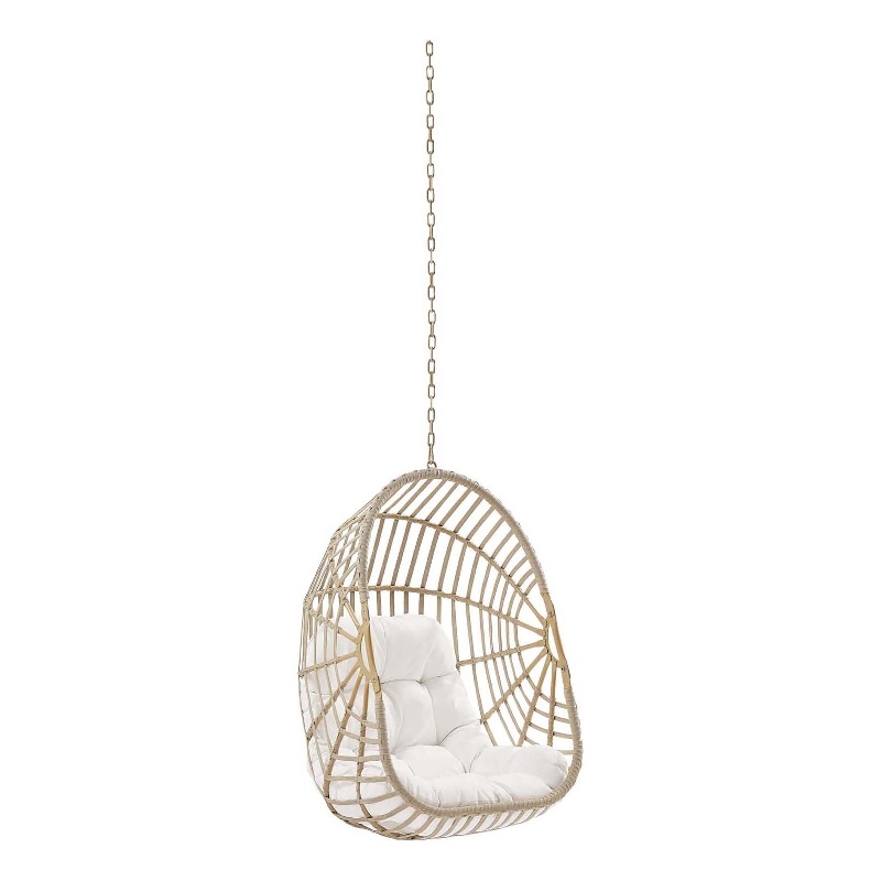 Modway Amalie Rattan Outdoor Patio Swing Chair without Stand in Natural/White
