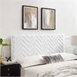 Modway Mercy Modern Style Chevron Tufted Velvet Twin Headboard in White