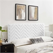 Modway Mercy Modern Style Chevron Tufted Velvet Twin Headboard in White