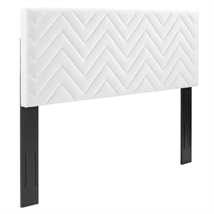 Modway Mercy Modern Style Chevron Tufted Velvet Twin Headboard in White
