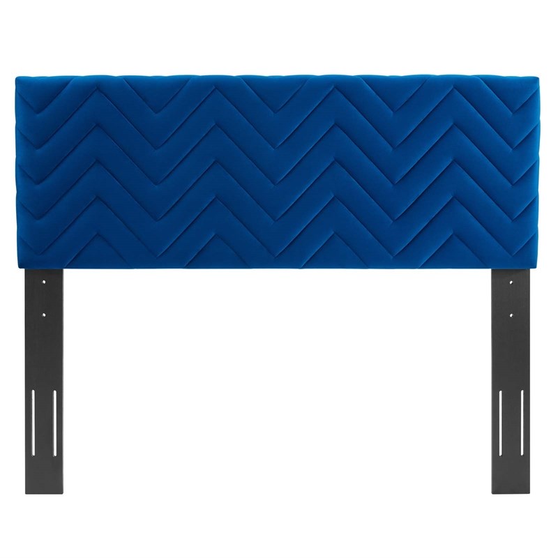 Modway Mercy Chevron Tufted Velvet Full/Queen Headboard in Navy