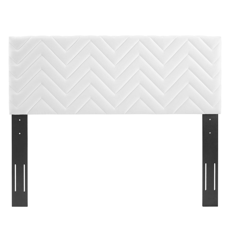 Modway Mercy Chevron Tufted Velvet Full/Queen Headboard in White