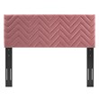 Modway Mercy Chevron Tufted Velvet King/California King Headboard in Dusty Rose