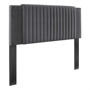 Modway Felicity Channel Tufted Velvet Twin Headboard in Charcoal