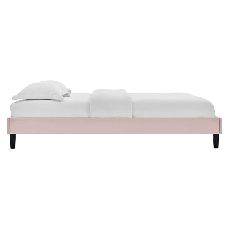 Modway Amber Modern Style Performance Velvet Full Platform Bed in Pink
