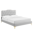 Modway Amber Tufted Performance Velvet Twin Platform Bed in Light Gray