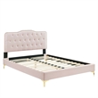 Modway Amber Tufted Performance Velvet Twin Platform Bed in Pink