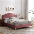 Modway Neena Modern Performance Velvet King Bed - Dusty Rose Pink