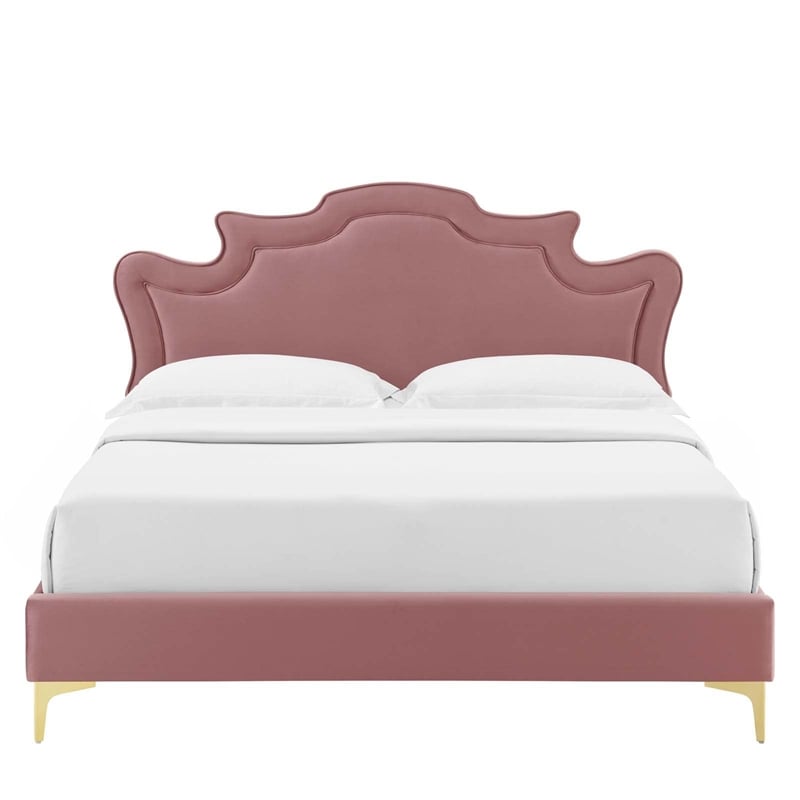 Modway Neena Modern Performance Velvet King Bed - Dusty Rose Pink