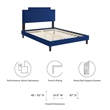 Modway Liva Modern Performance Velvet King Bed in Navy Finish