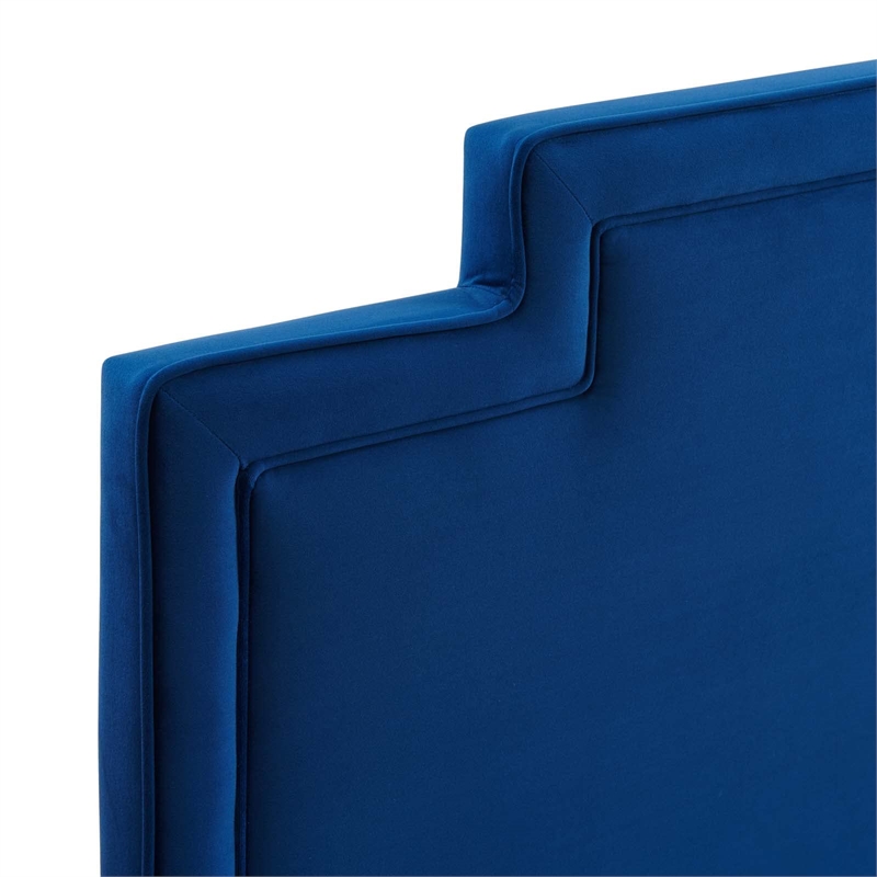 Modway Liva Modern Performance Velvet King Bed in Navy Finish
