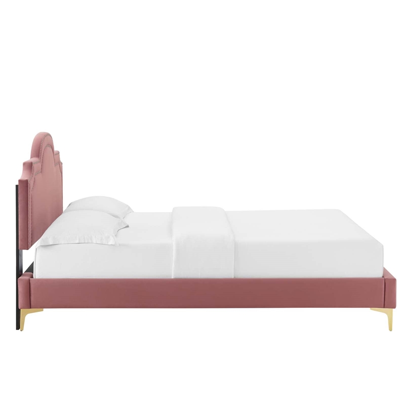 Modway Aviana Modern Performance Velvet King Bed - Dusty Rose Pink