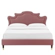Modway Neena Modern Style Performance Velvet King Bed in Dusty Rose Pink