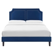 Modway Novi Modern Performance Velvet King Bed in Navy Finish