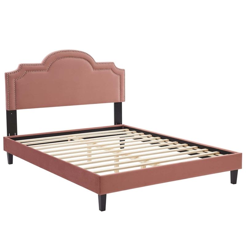 Modway Aviana Modern Performance Velvet King Bed in Dusty Rose