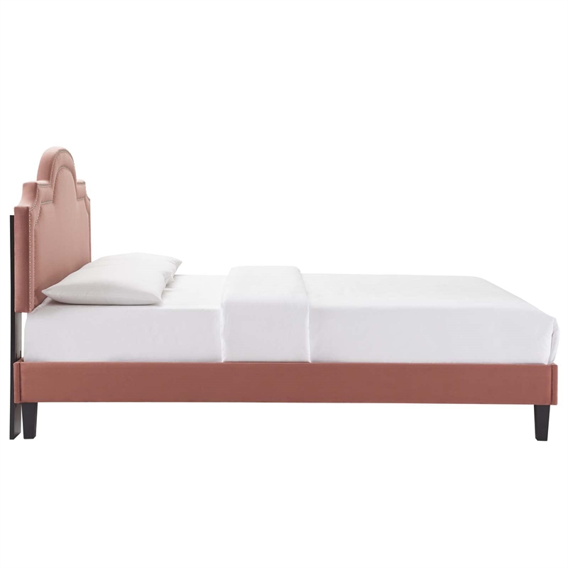 Modway Aviana Modern Performance Velvet King Bed in Dusty Rose